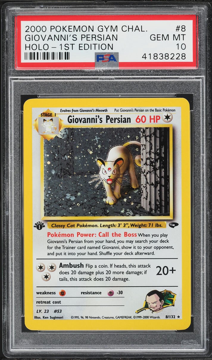 2000 Pokemon Gym Challenge 1st Edition Holo Giovanni's Persian #8 PSA 10 GEM MINT
